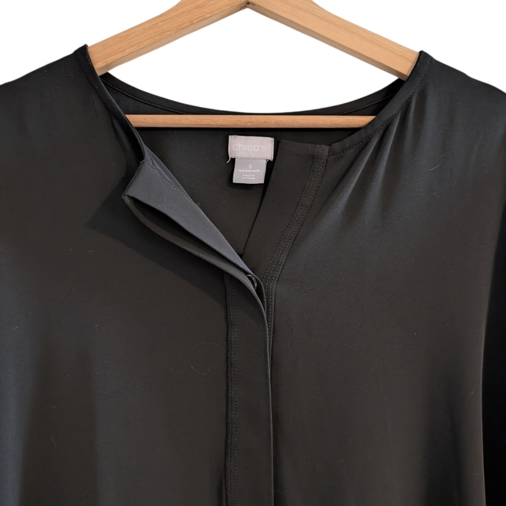 Chicos Long Sleeve Collarless Shirt Dress - Picture 3 of 15